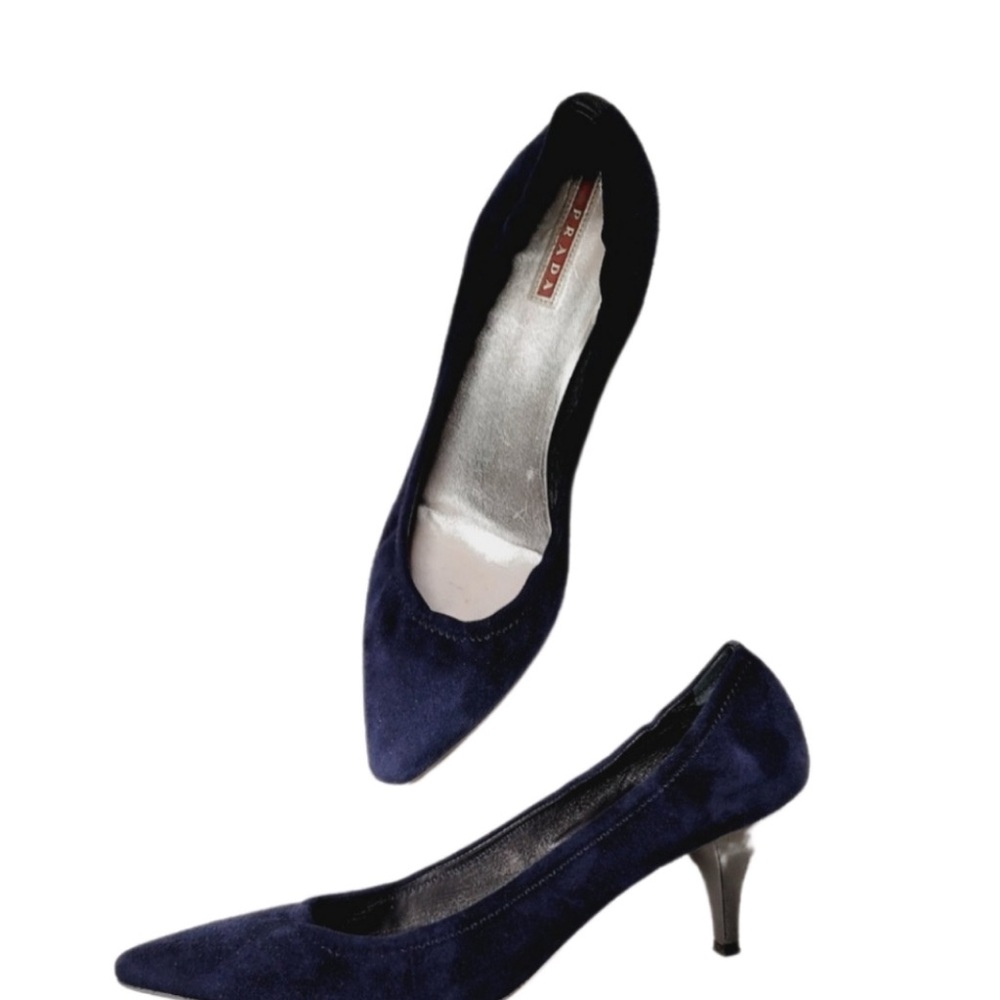 Prada Women's Navy Blue Suede Pumps - Picture 4 of 12